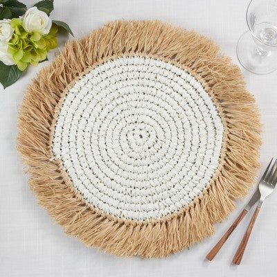 Raffia Placemat White 15"